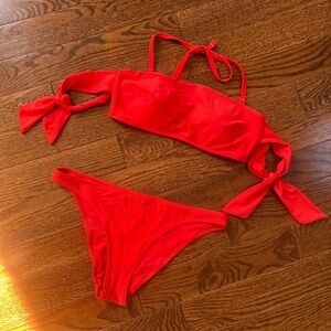 aerie Red Tie-Side Bikini Set